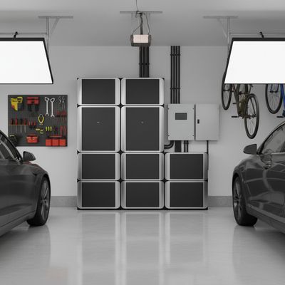EcoFlow whole home backup power system installed in a garage